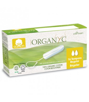 콜만 오가닉 탐폰 100% 유기농 순면(어플리케이터없는 형, 레귤러) 16개입