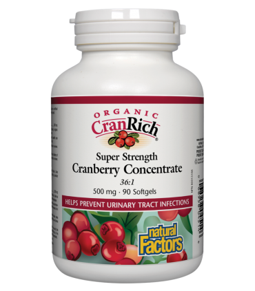 내츄럴 팩터스 오가닉 크랜리치 농축 크랜베리 500mg 90정,고강도 크랜베리 농축물