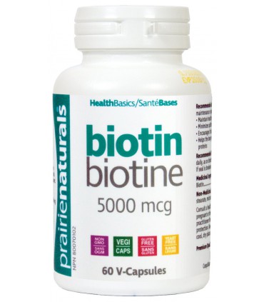 프레리 내츄럴스 Biotin (비오틴) 5000mcg 60 베지테리안 캡슐 피부건강, 면역기능 증진