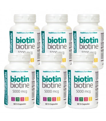 프레리 내츄럴스 Biotin (비오틴) 5000mcg 60 베지테리안 캡슐 6병 도매가 피부건강, 면역기능 증진